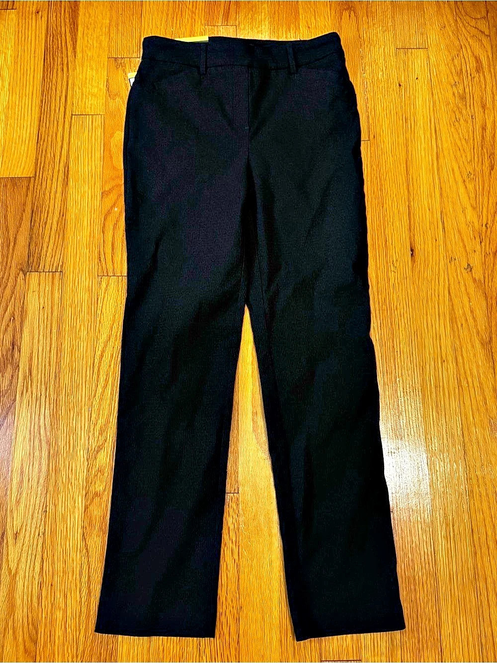 Hilary Radley Black Trousers Slim Leg Pull-On Pants Size Small 29" Inseam New